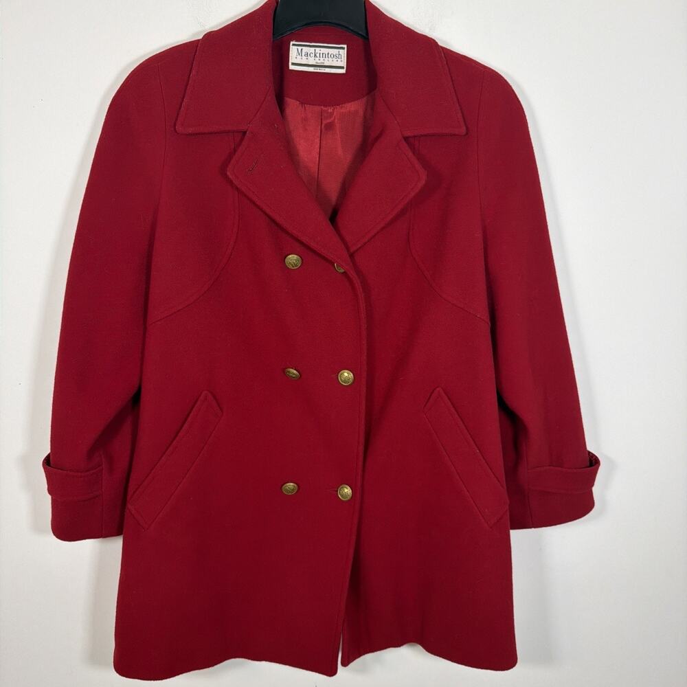 Vintage Mackintosh‎ Over Car Pea Dress Coat Jacket Womens Pure Wool USA Red 2X